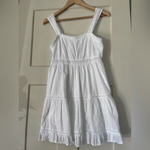 American Eagle cottagecore cotton Flowy White dress Embroidered Festival Small